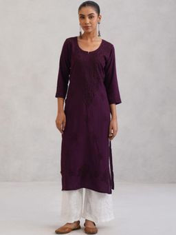 Colorkosh - Purple Chikankari Embroidered Stylish Kurta