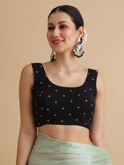 Niraha - Women Black Embellished Sleeveless Saree Blouse