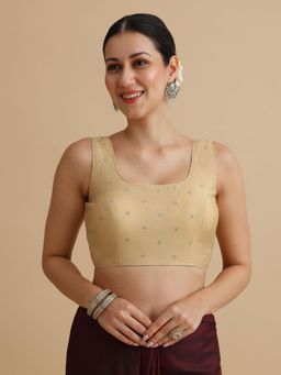 Niraha - Women Gold Embellished Sleeveless Saree Blouse