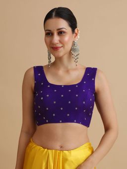 Niraha - Women Antique Purple Embellished Sleeveless Saree Blouse