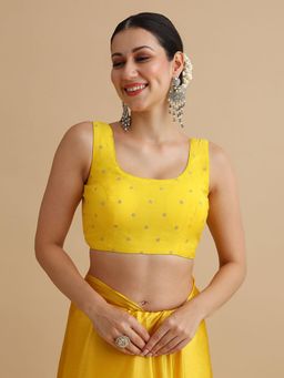 Niraha - Women Yellow Embellished Sleeveless Saree Blouse