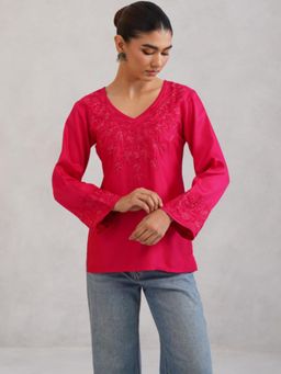 Colorkosh - Pink Chikankari Embroidered Stylish Kurti