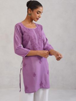 Colorkosh - Lavender Chikankari Embroidered Stylish Kurti