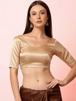 Niraha - Cream Satin Silk Side Smcoking Stretchable Readymade Blouse