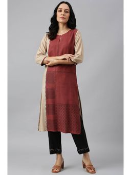 W - Rust Printed Kurta