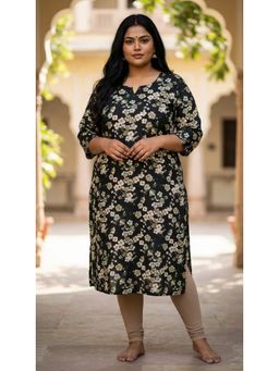 Swasti - Women Green Floral Plus Size Crepe Kurta
