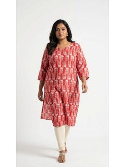 Swasti - Women Red Plus Size Crepe Kurta