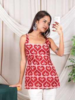 NISHORAMA - Red Myra Deep Back Short Kurti