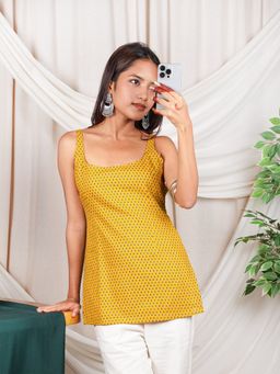 NISHORAMA - Yellow Vani Deep Back Short Kurti