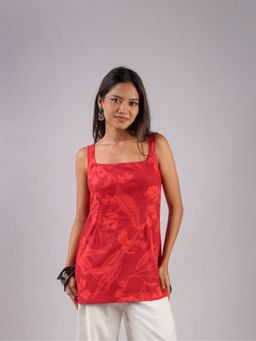 NISHORAMA - Red Ananya Deep Back Kurti