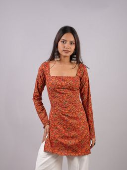 NISHORAMA - Rust Sana Sleeved Corset Kurti