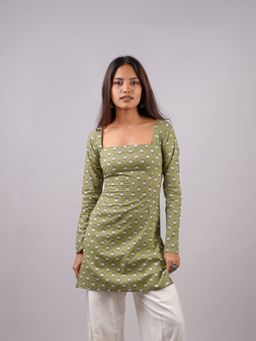 NISHORAMA - Green Ayesha Sleeved Corset Kurti