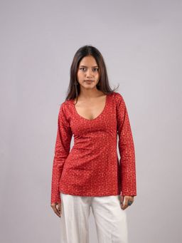 NISHORAMA - Red Zar Sleeved Kurti