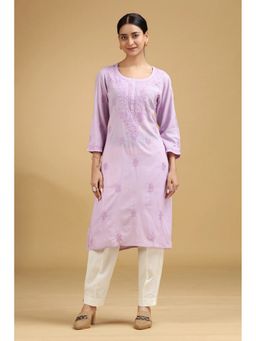 Cotton Culture - Light Purple Embroidered Cotton Straight Kurta