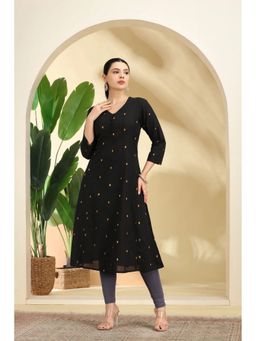 Cotton Culture - Black Polka Dot Pattern A-Line Kurta