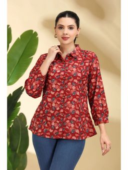 Cotton Culture - Dark Red Printed Cotton Tunic