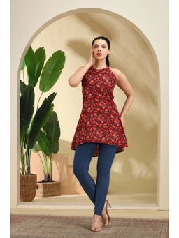 Cotton Culture - Maroon Printed A-Line Cotton Tunic