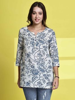 Rajnandini - Women Off White Cotton Jaipuri Printed Kurti