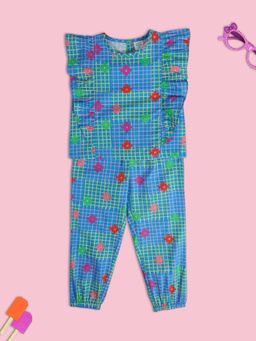 MINI KLUB - Printed Girls Blue Lounge Wear (Set of 2)