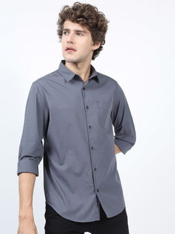 HIGHLANDER - Men's Grey Slim Fit Printed Cotton Casual Shirt