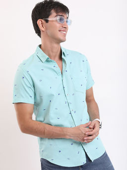 HIGHLANDER - Conversational Printed Cotton Slim Fit Casual Shirt