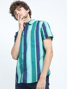 HIGHLANDER - Multi-Colour Men's Slim Fit Striped Shirt