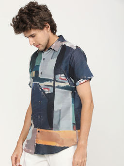 HIGHLANDER - Multi-Colour Men's Printed Slim Fit Shirt