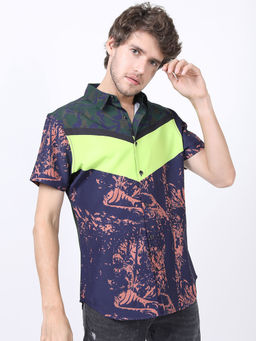 HIGHLANDER - Multi-Colour Men's Printed Slim Fit Shirt