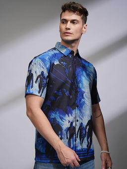 HIGHLANDER - Men's Navy Blue Relaxed Shirt