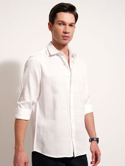 HIGHLANDER - White Button Up Relaxed Fit Shirt