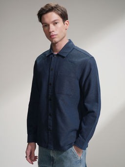 HIGHLANDER - Blue Relaxed Fit Spread Collar Overshirt