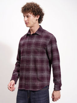HIGHLANDER - Purple Checks Relaxed Fit Shirt
