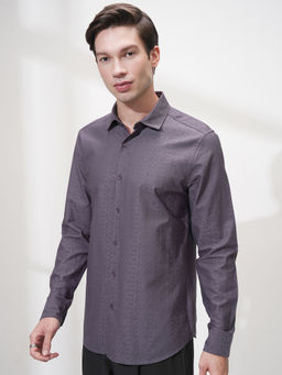 HIGHLANDER - Purple Slim Fit Spread Collar Shirt
