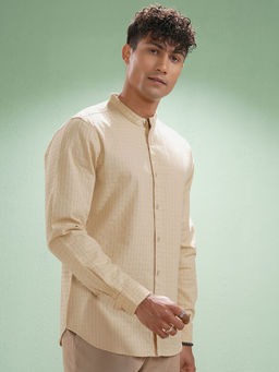 HIGHLANDER - Beige Mandarin Collar Shirt