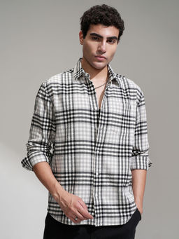 HIGHLANDER - White Checks Relaxed Fit Shirt