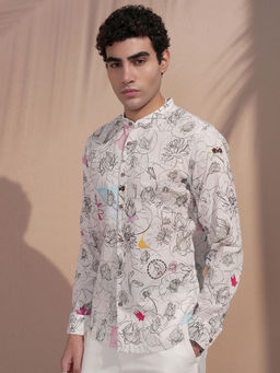 HIGHLANDER - White Floral Print Relaxed Fit Shirt