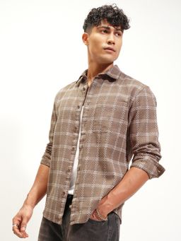 HIGHLANDER - Brown Checks Relaxed Fit Shirt