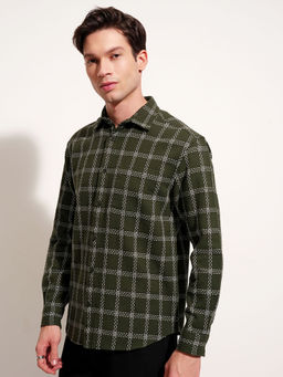 HIGHLANDER - Green Checks Relaxed Fit Shirt