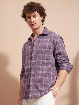 HIGHLANDER - Purple Checks Relaxed Fit Shirt