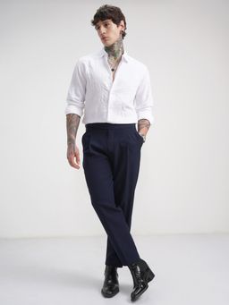 HIGHLANDER - White Spread Collar Slim Fit Shirt