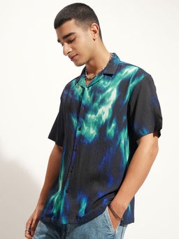 HIGHLANDER - Multi-Colour Abstract Print Cuban Colar Shirt