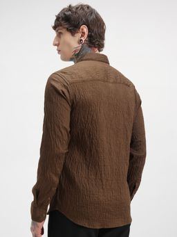 HIGHLANDER - Men's Brown Slim Shirt