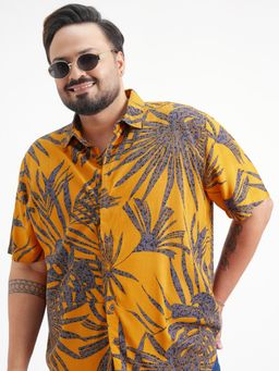 HIGHLANDER - Mustard Tropical Print Casual Shirt