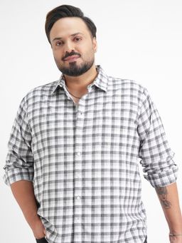 HIGHLANDER - White Checks Relaxed Fit Shirt