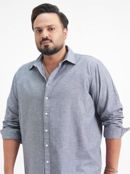 HIGHLANDER - Dark Grey Spread Collar Relaxed Fit Shirt