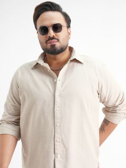 HIGHLANDER - Cream Spread Collar Relaxed Fit Shirt