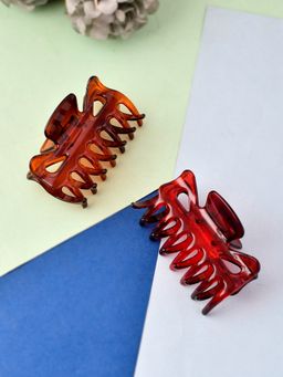Silvermerc Designs - Red and Brown Hair Claw Clips (Set of 2)