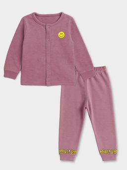 Mi Arcus - Solid Knitted Full Sleeves Thermal Top and Pyjama