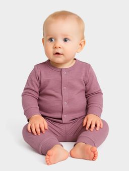 Mi Arcus - Solid Knitted Mauve Full Sleeves Thermal Top and Pyjama