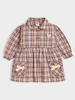 Mi Arcus - Check Collared Neck Full Sleeves Frock Dress